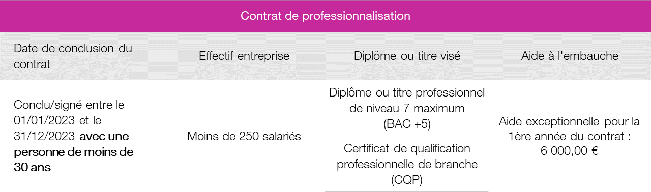Dispositifs d'aides au contrat de professionnalisation